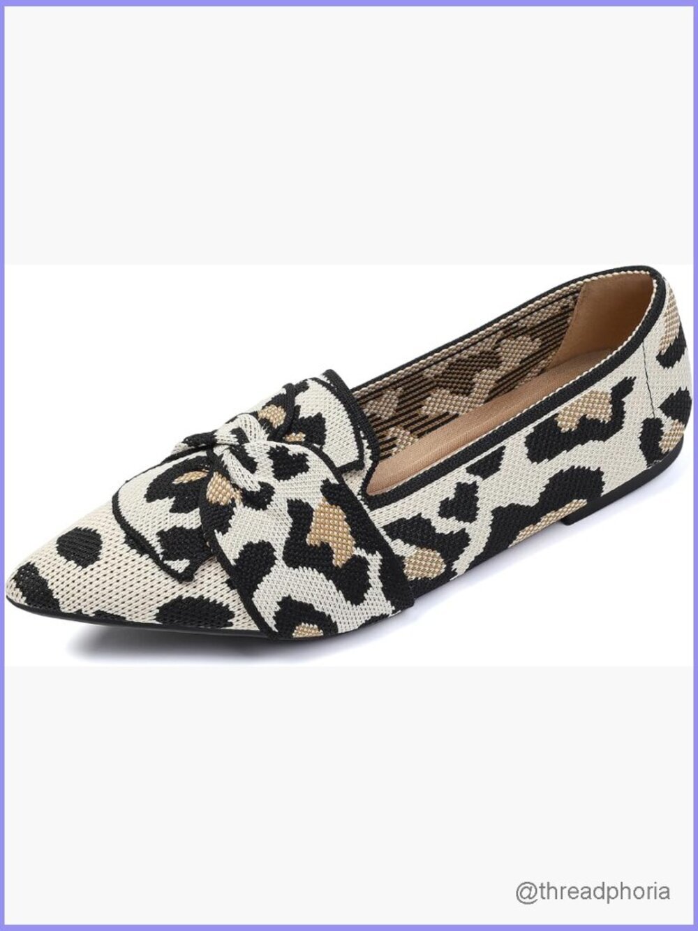 Pointed Toe Bow Ballet Flats Memory Foam Knit Dressy Work Shoes